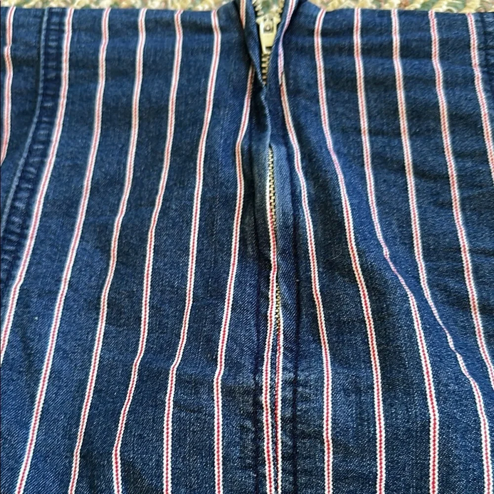 Others Follow Striped Blue Jean Skirt